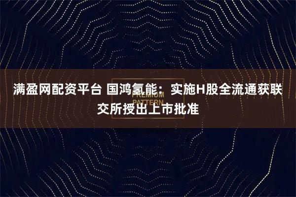 满盈网配资平台 国鸿氢能：实施H股全流通获联交所授出上市批准