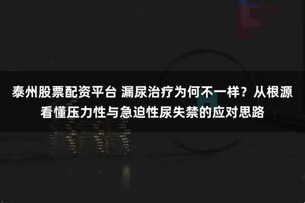 泰州股票配资平台 漏尿治疗为何不一样？从根源看懂压力性与急迫性尿失禁的应对思路